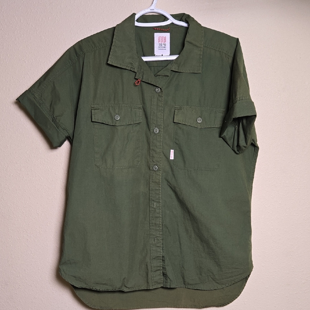 Topo Designs Green Casual Button Down Shirt Short Sleeve